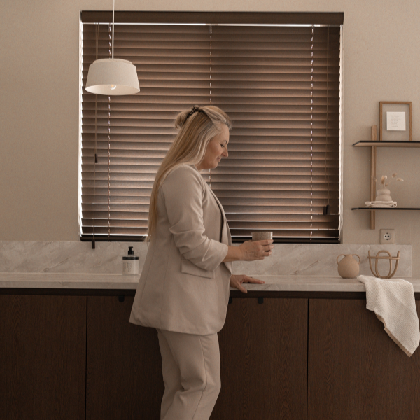 Bruine houten jaloezie