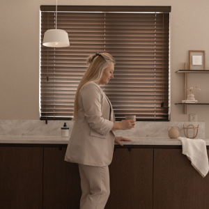 Bruine houten jaloezie